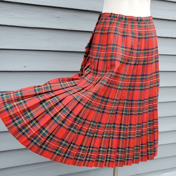 Vintage 90s y2k Bratz School Girl Wool Kilt Tartan Christmas Plaid Wrap Skirt Sm - Picture 1 of 9